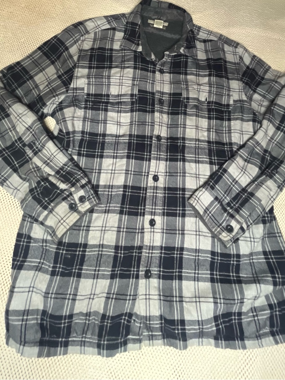 Vintage LL Bean  flannel long sleeve fleece size L men grey black